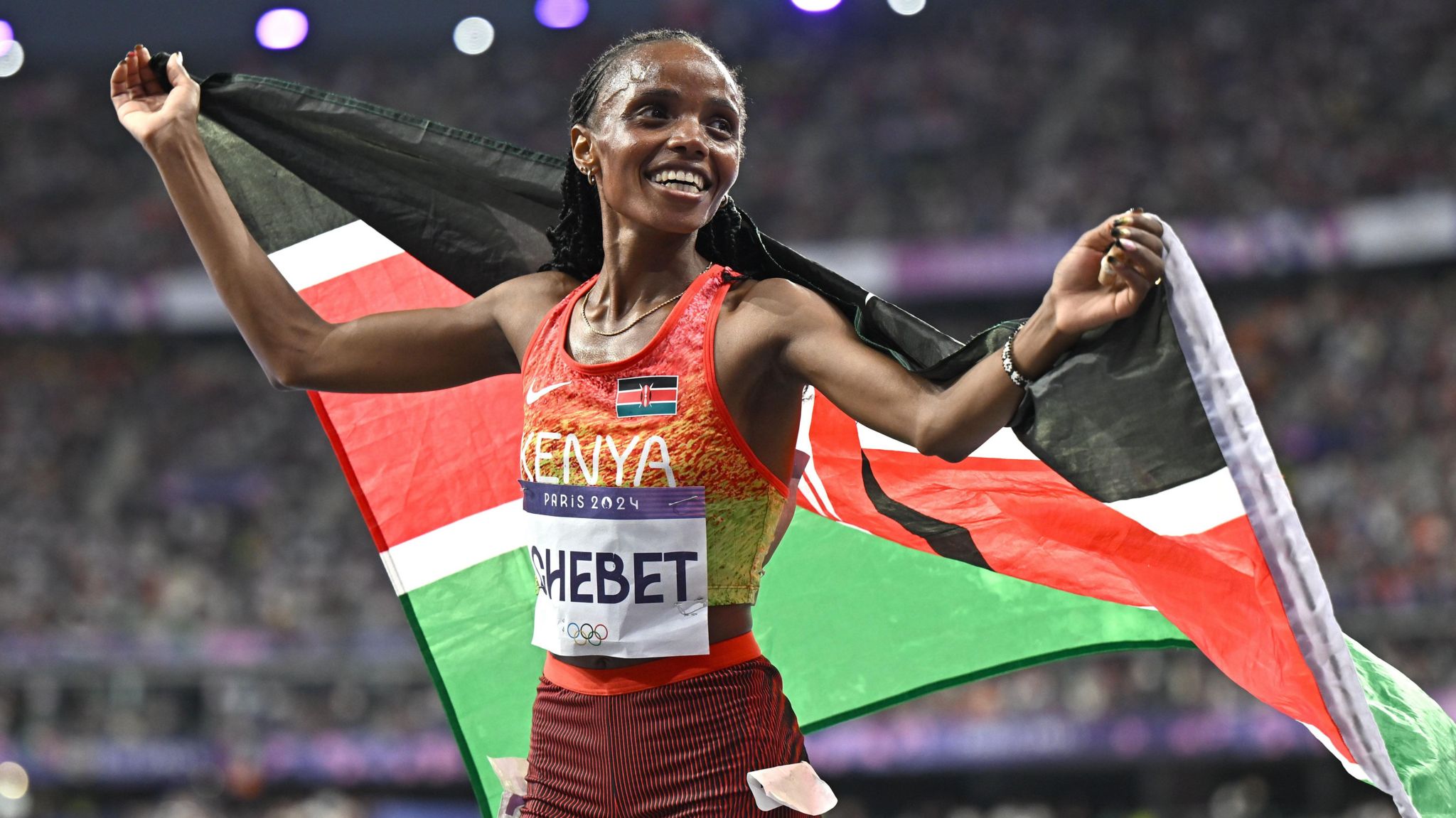 Beatrice Chebet is the first African Woman and third woman to win Gold Medals in both 5000 and 10,000m race at the same Olympic game